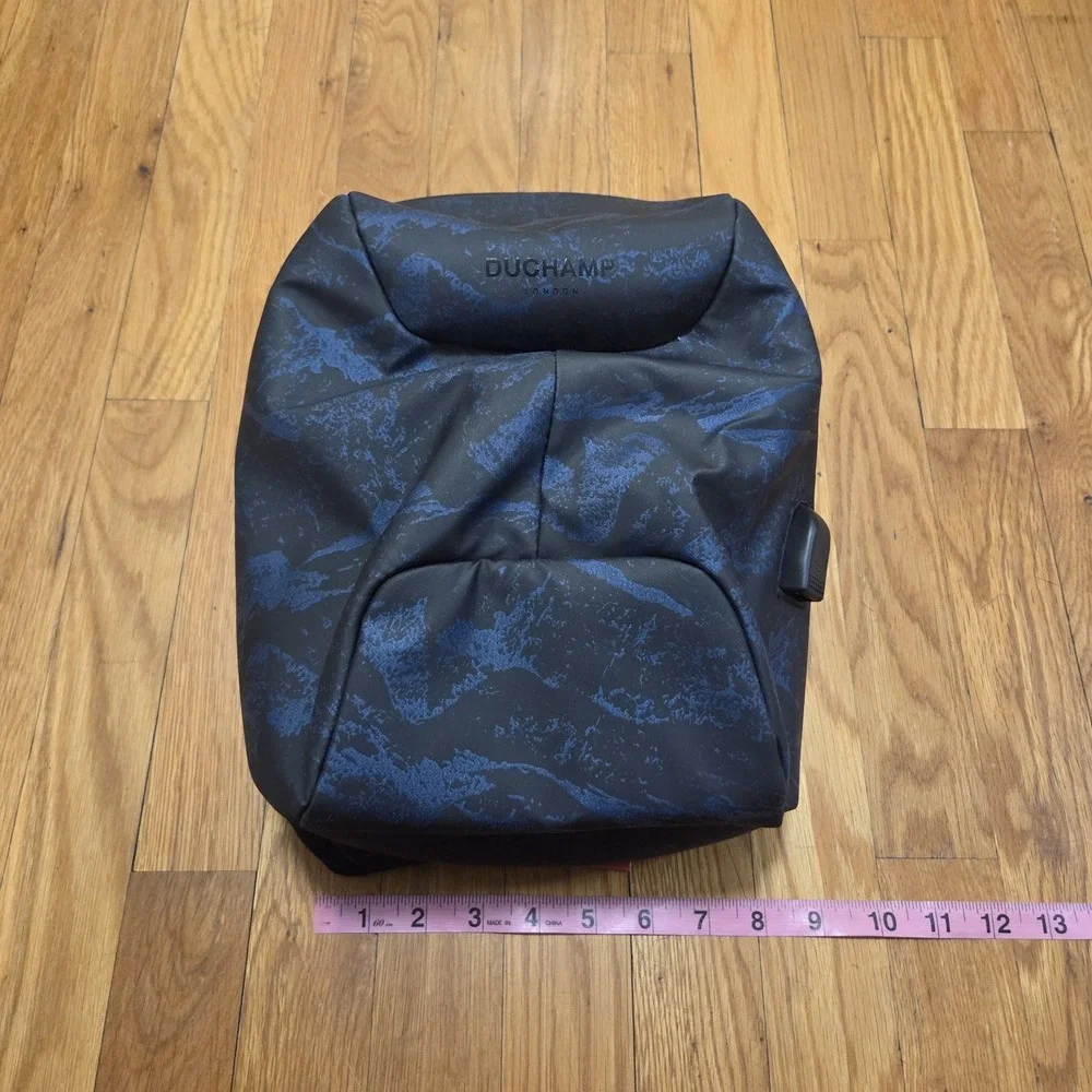 Duchamp London Anti-Theft Laptop Tablet Backpack Sleek Blue Black Design USB‎